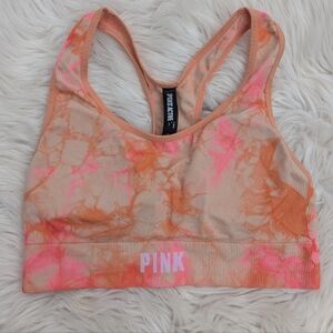 Pink Active Women's Tie Dye sports bra Medium removable pads Victoria secret